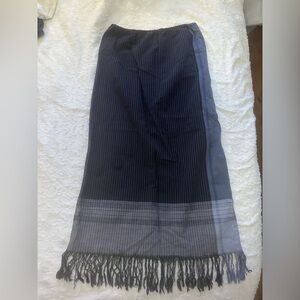 Vintage Blue Striped Anna Klein Skirt With Tassels